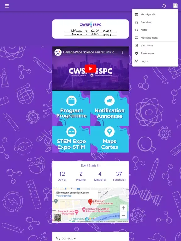 Capturas de tela do CWSF 2023 ESPC iPad 