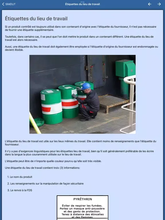 Tangkapan layar SIMDUT - Guide de poche iPad 