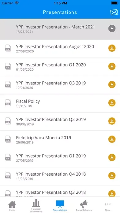Tangkapan layar YPF Investors