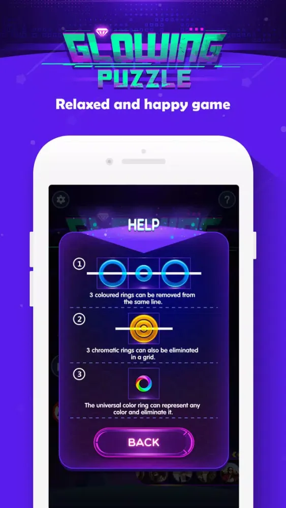 Ảnh chụp màn hình của Glowing color Puzzle