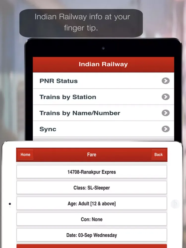 Zrzuty ekranu Indian Rail Train, IRCTC Info iPad 