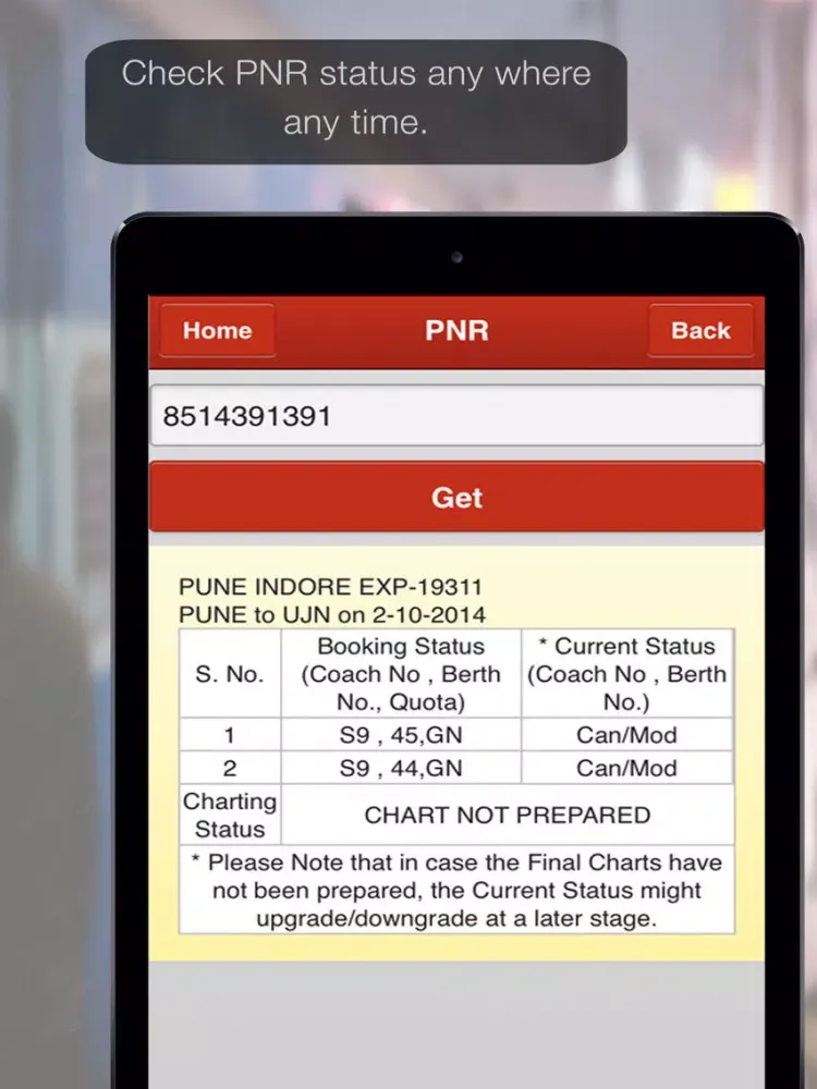 Zrzuty ekranu Indian Rail Train, IRCTC Info iPad 