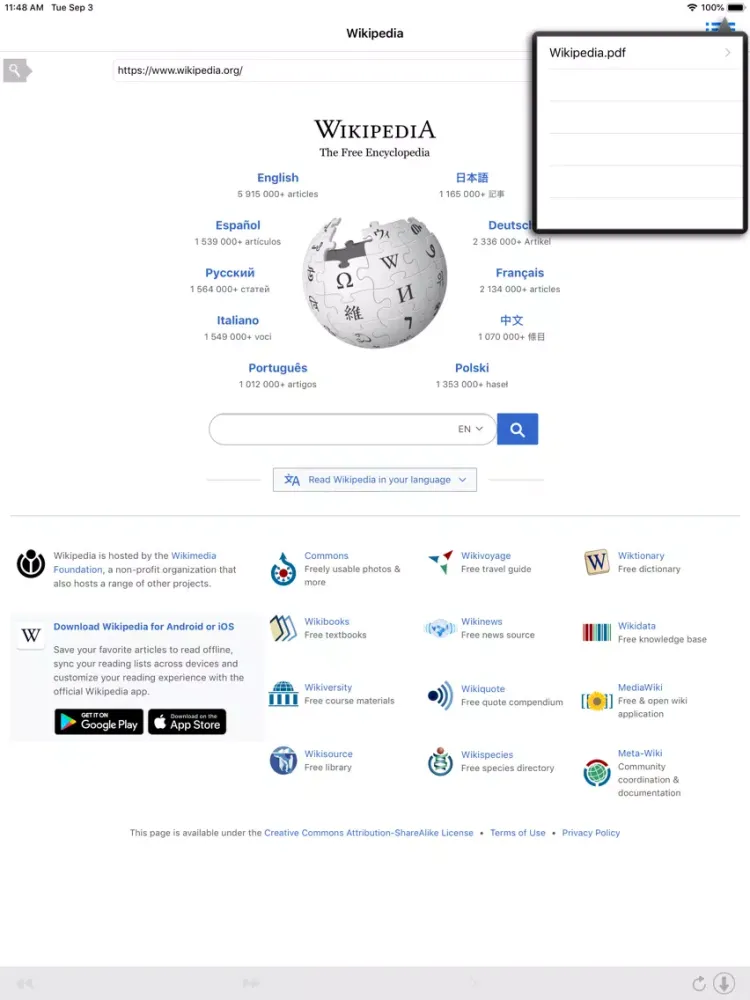 Webpage to PDF iPad  Screenshots