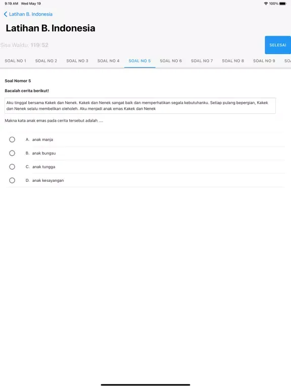 Tangkapan skrin Latihan Soal USP SD iPad 