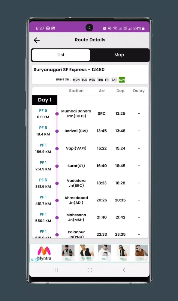 Ảnh chụp màn hình của Live Train Status