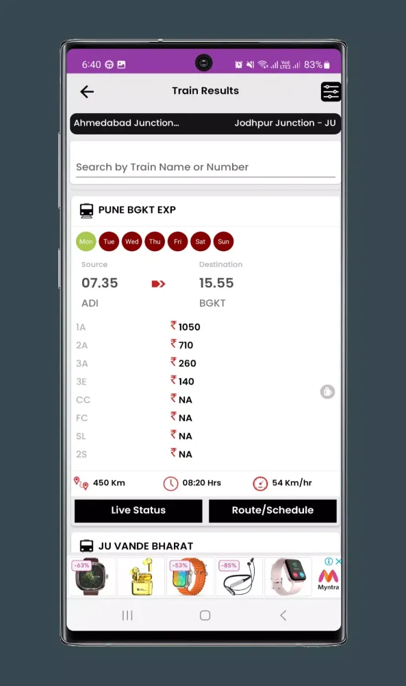 Ảnh chụp màn hình của Live Train Status