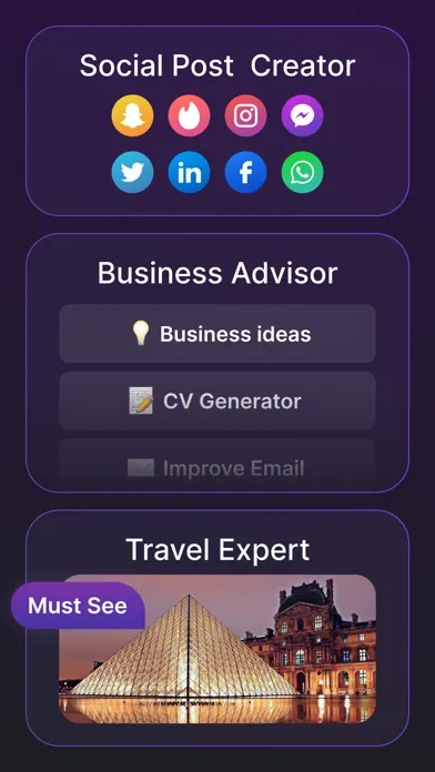 Capturas de tela do CatGPT - AI Chat Bot Assistant