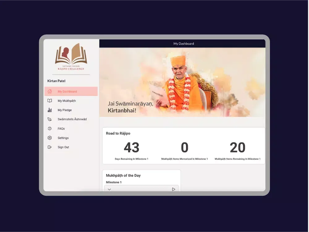 Tangkapan skrin Satsang Diksha Rajipo iPad 