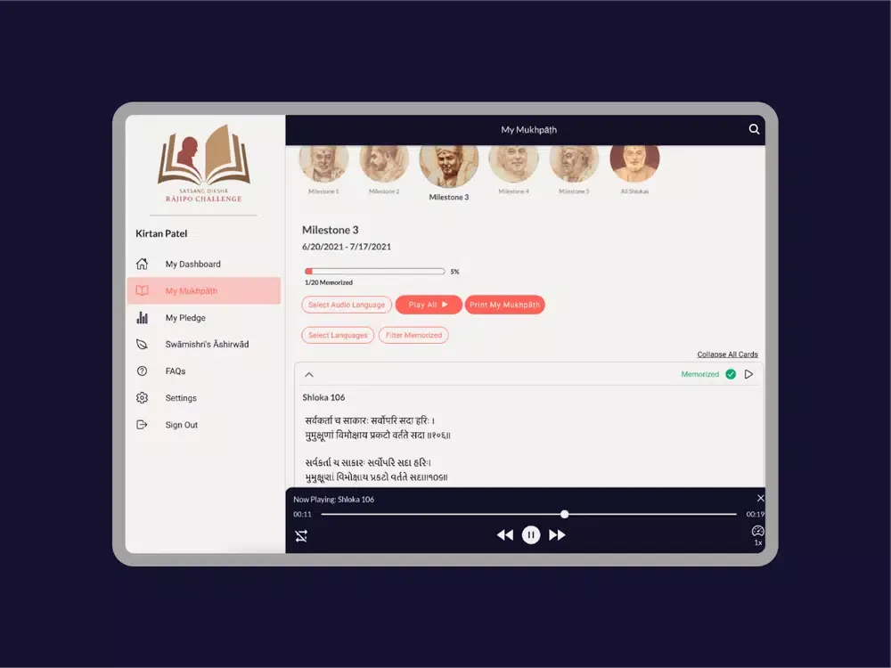 Tangkapan skrin Satsang Diksha Rajipo iPad 