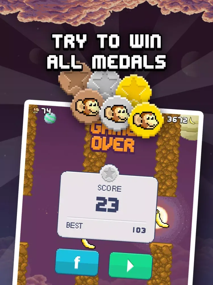 Cosmy Chimp - The flappy story of a monkey bird iPad  स्क्रीनशॉट