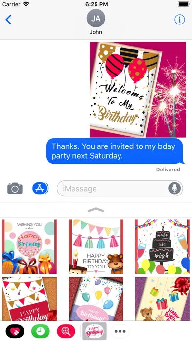 Happy Birthday Card Stickers Ekran Görüntüleri