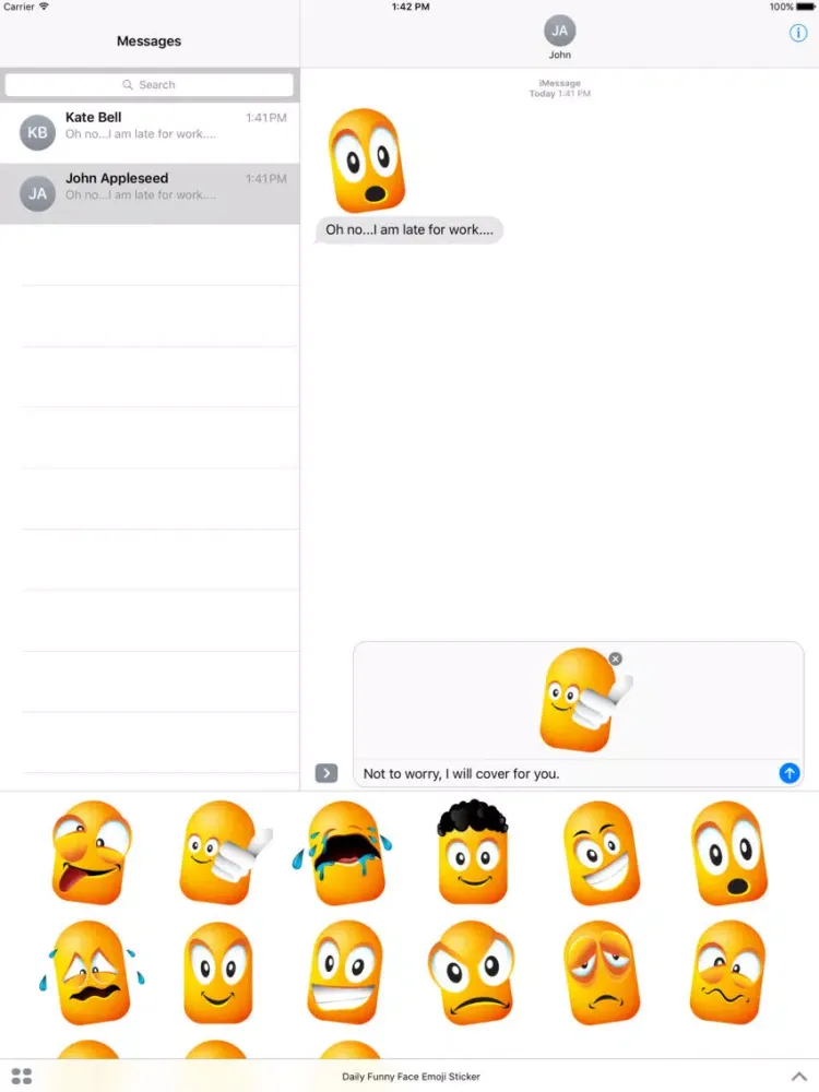 Daily Funny Face Emoji Sticker iPad  Screenshots