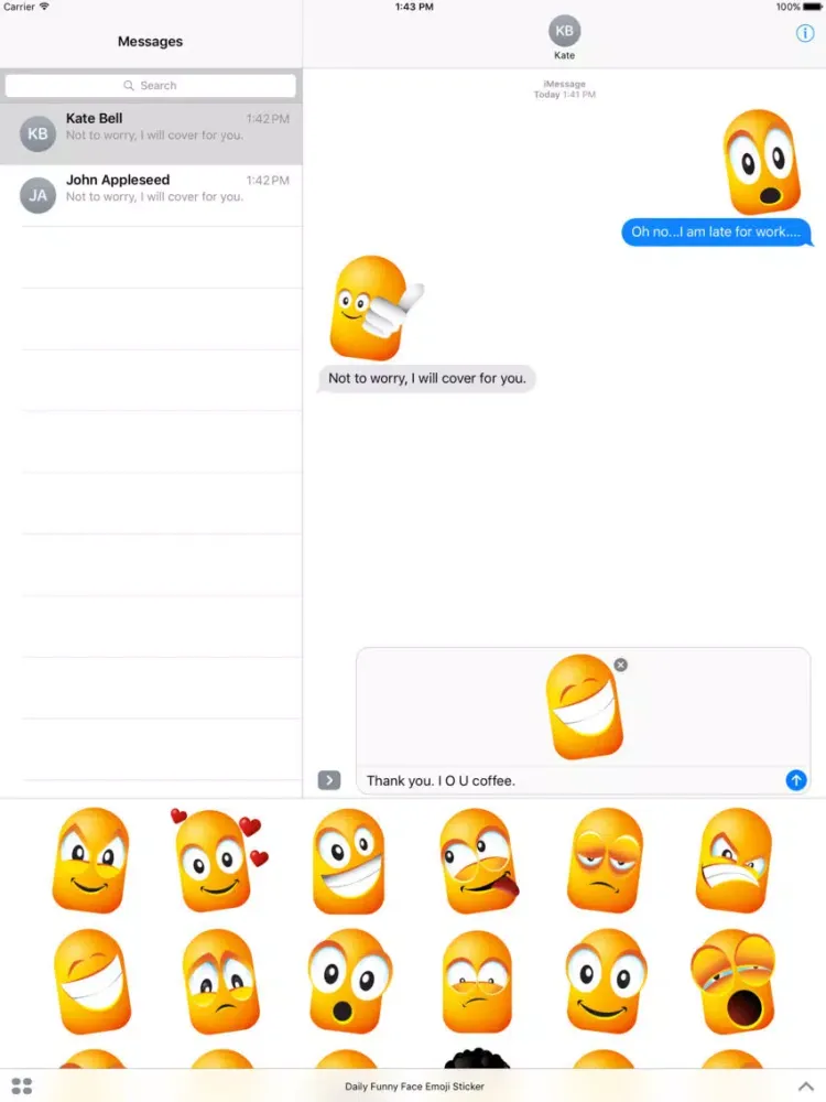 Daily Funny Face Emoji Sticker iPad  Screenshots