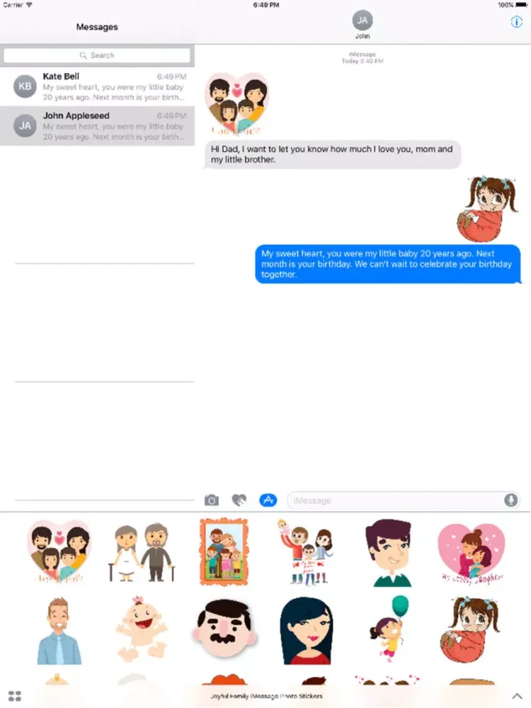 Скриншоты Joyful Family iMessage Photo Stickers iPad 