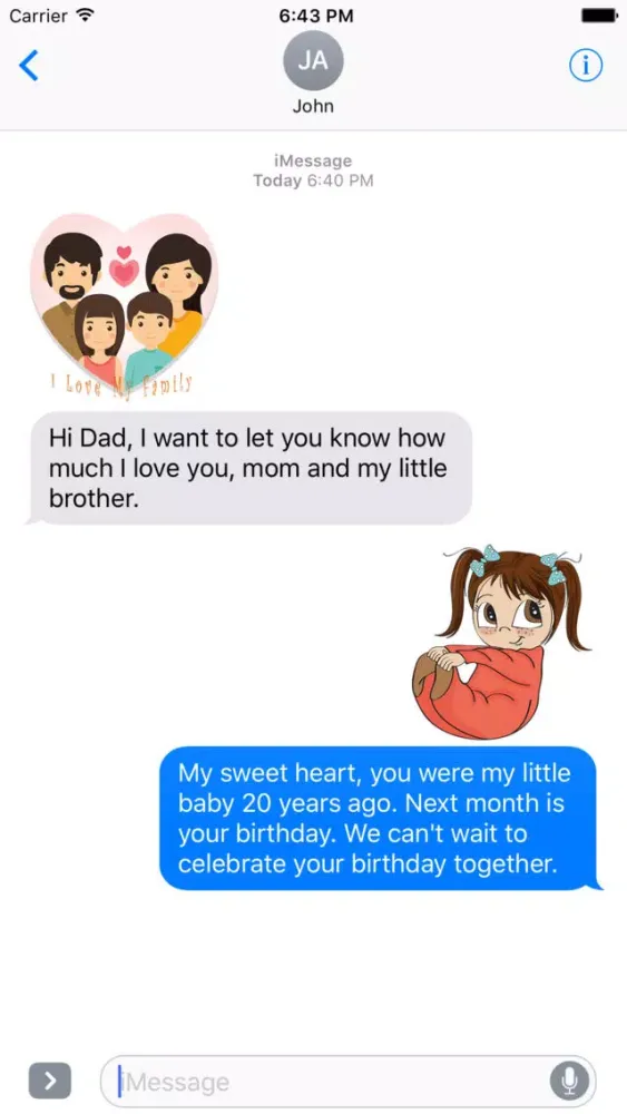 Скриншоты Joyful Family iMessage Photo Stickers