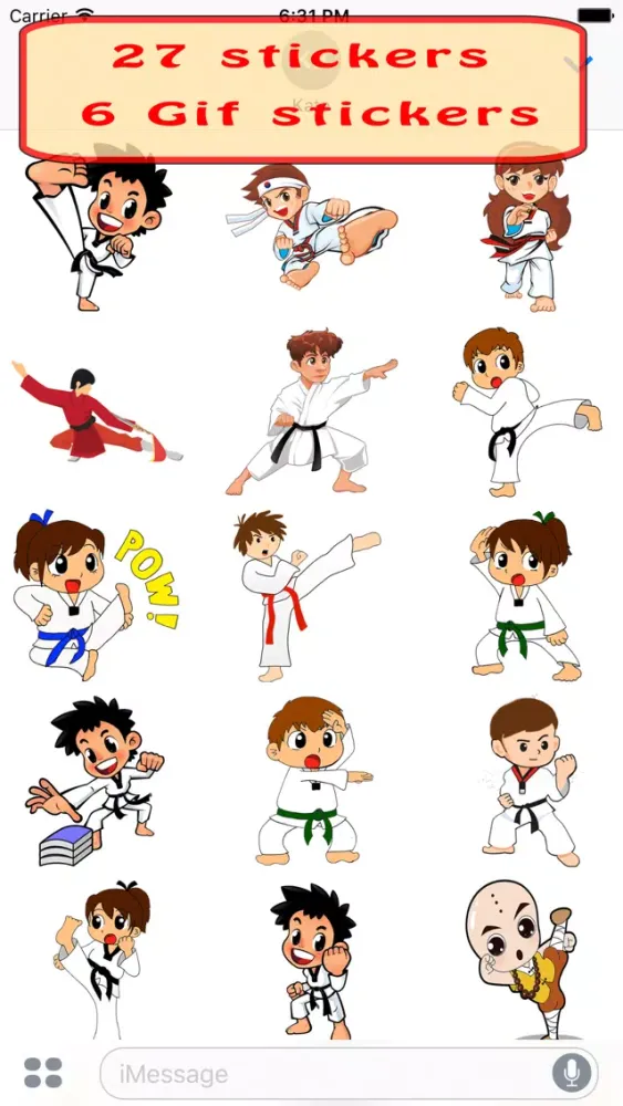 Capturas de tela do Fun And Cute Martial Arts Emoji Stickers Pack