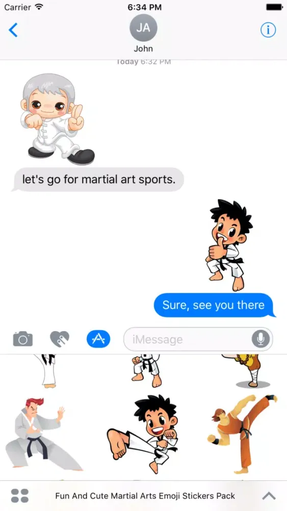 Capturas de tela do Fun And Cute Martial Arts Emoji Stickers Pack