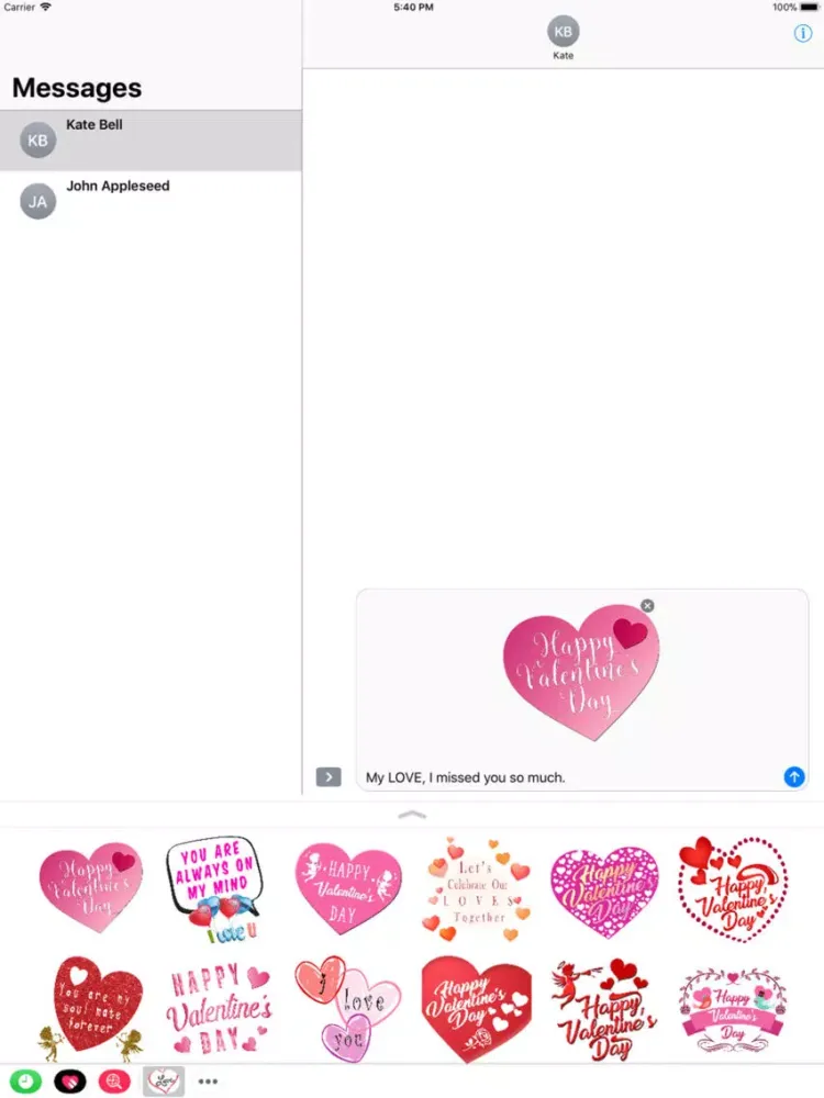 Romantic Valentine's Stickers iPad  Ekran Görüntüleri