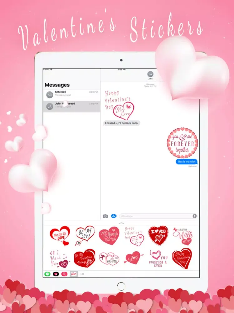 ภาพหน้าจอของ Valentine's Day Quote Stickers iPad 