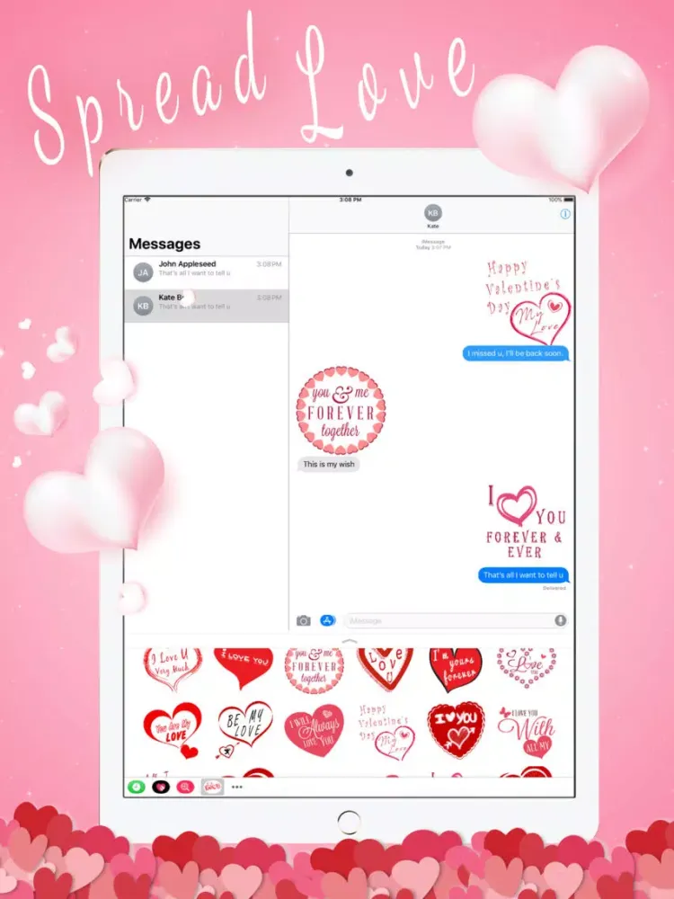 ภาพหน้าจอของ Valentine's Day Quote Stickers iPad 