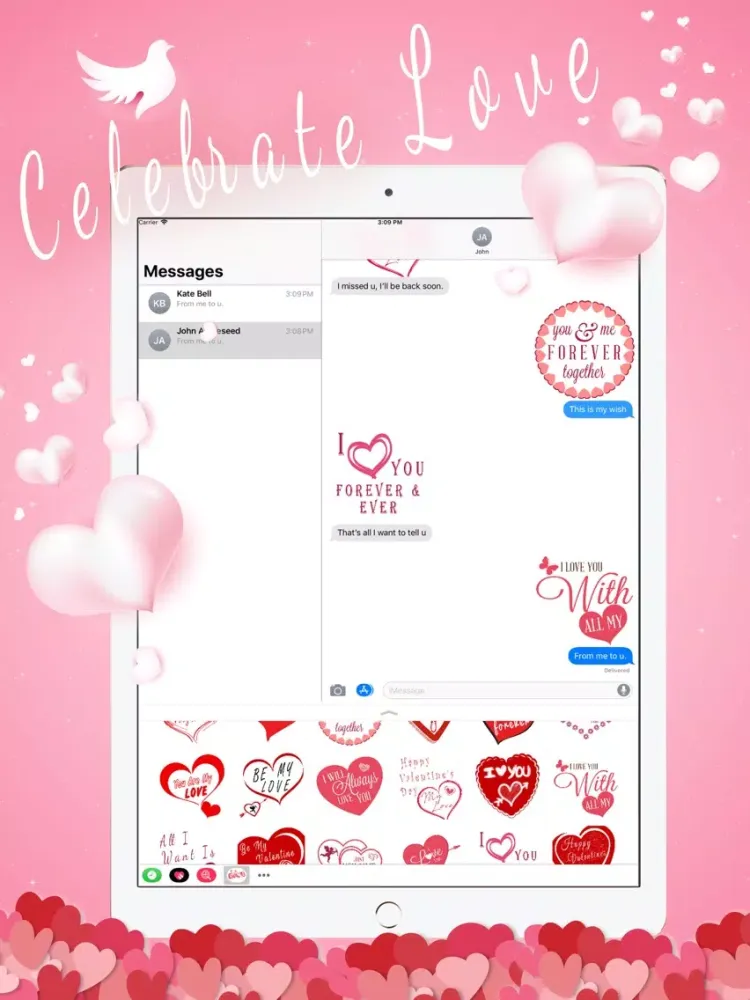 ภาพหน้าจอของ Valentine's Day Quote Stickers iPad 
