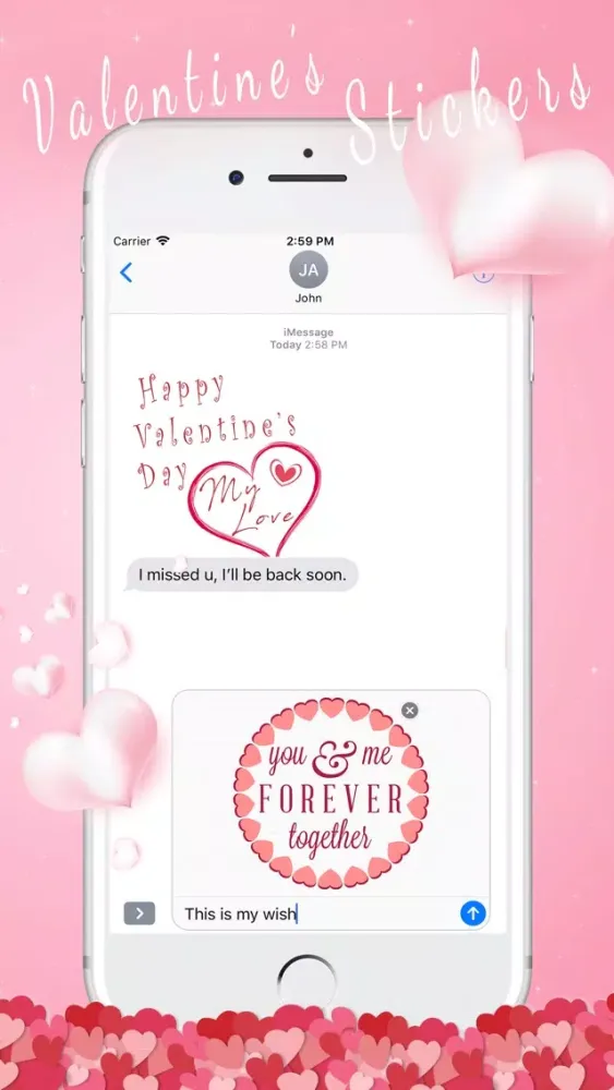 ภาพหน้าจอของ Valentine's Day Quote Stickers