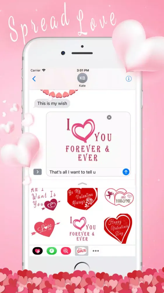 ภาพหน้าจอของ Valentine's Day Quote Stickers