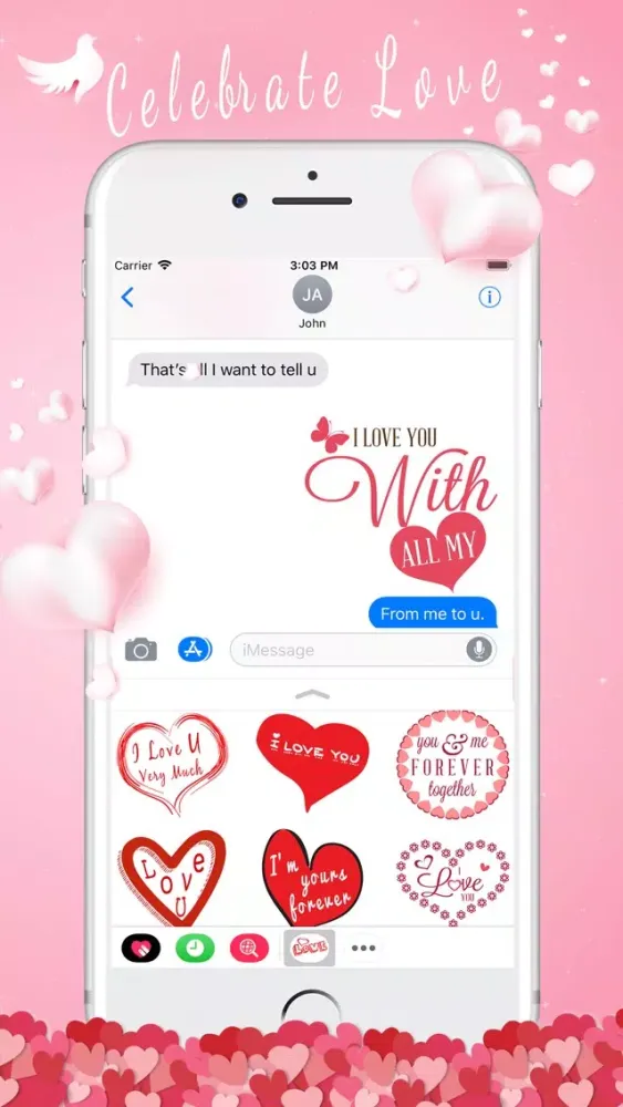 ภาพหน้าจอของ Valentine's Day Quote Stickers