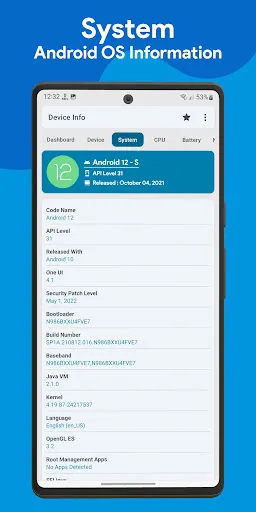 Device Info: Phone CPU, System স্ক্রিনশট
