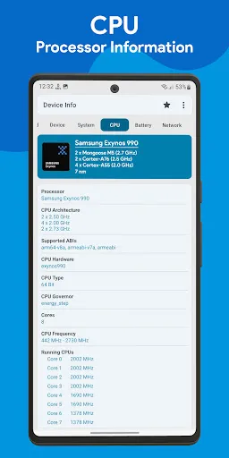 Device Info: Phone CPU, System স্ক্রিনশট