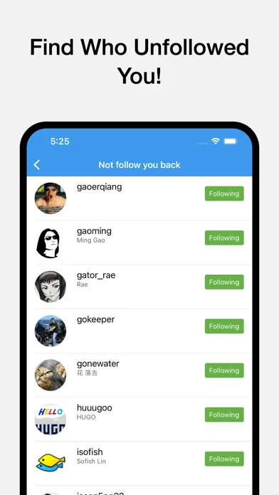 Screenshot di nFollowers: Unfollowers Report