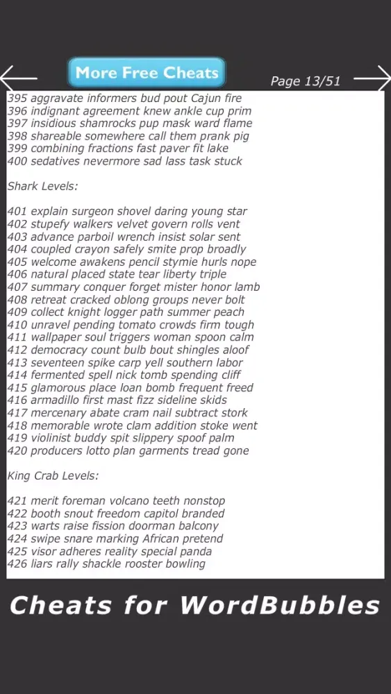 Cheats for WordBubbles - All Guide for Word Bubble Answer Cheat Screenshots