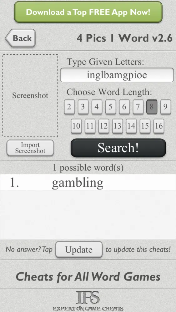 Cheats for 4 Pics 1 Word & Other Word Games Screenshots