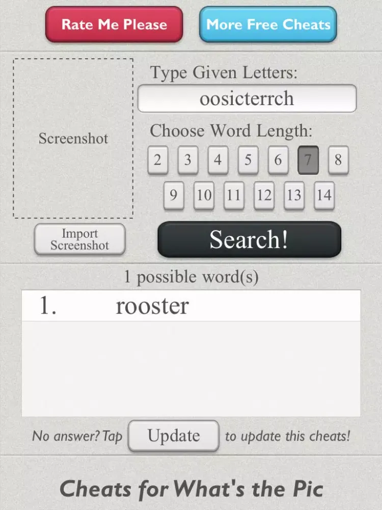 Zrzuty ekranu Cheats for What's the Pic iPad 