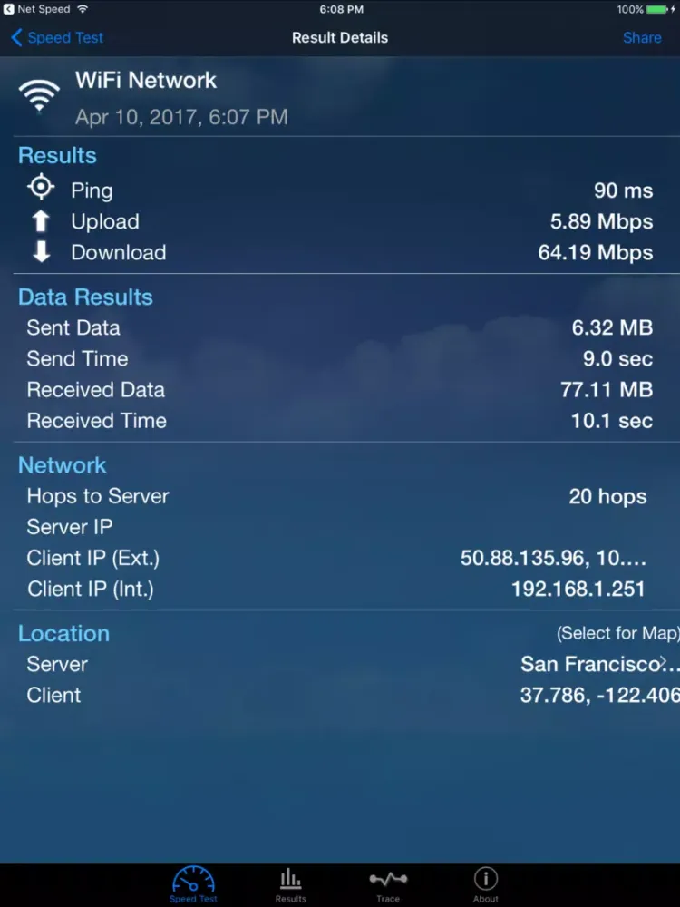 Zrzuty ekranu Internet Speed Pro - Mobile iPad 