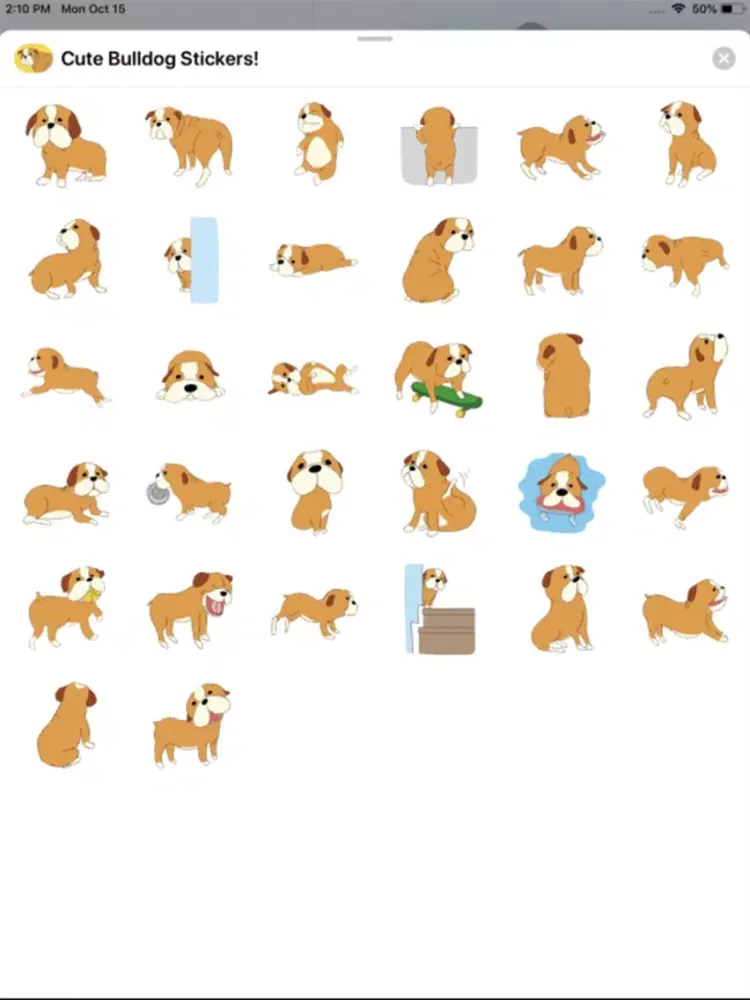 Ảnh chụp màn hình của Cute Bulldog Stickers ! iPad 
