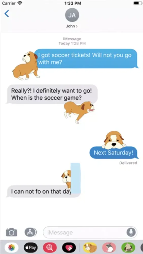 Ảnh chụp màn hình của Cute Bulldog Stickers !