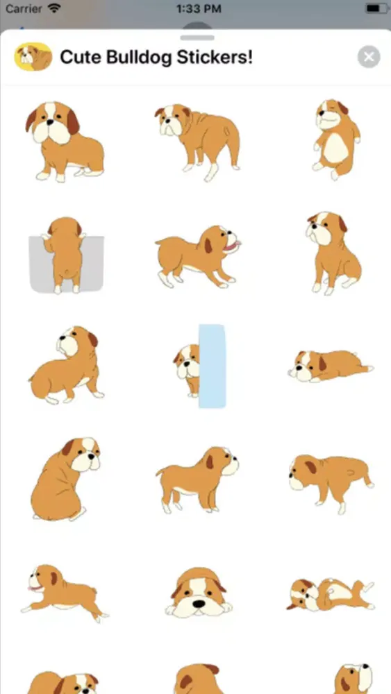 Ảnh chụp màn hình của Cute Bulldog Stickers !