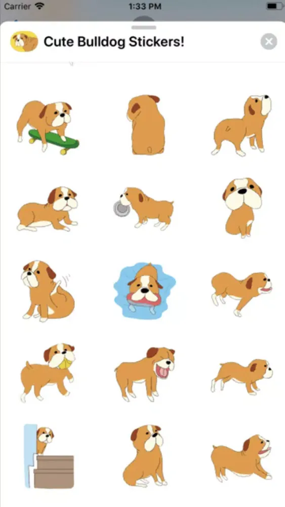 Ảnh chụp màn hình của Cute Bulldog Stickers !