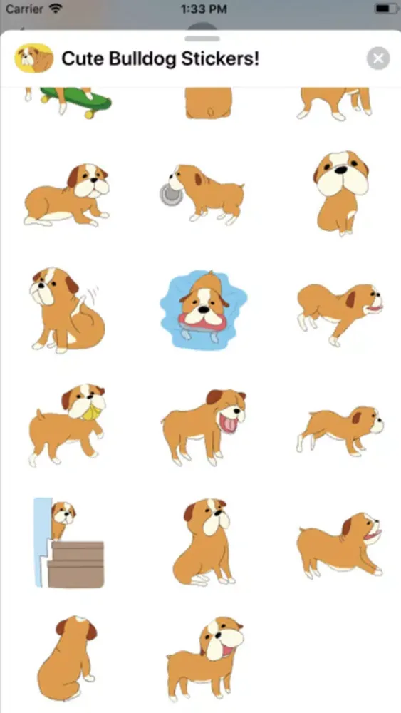 Ảnh chụp màn hình của Cute Bulldog Stickers !