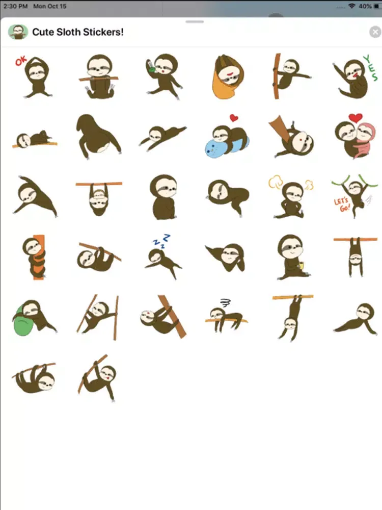 Cute Sloth Stickers ! iPad  スクリーンショット