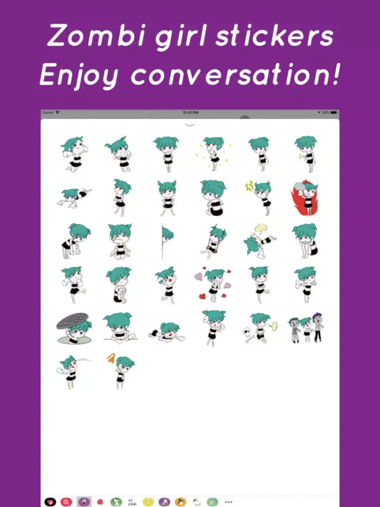 Tangkapan layar Zombie girl stickers iPad 