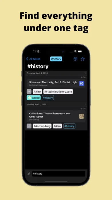 Ảnh chụp màn hình của HashTagNotes: message yourself