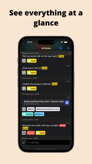 Ảnh chụp màn hình của HashTagNotes: message yourself