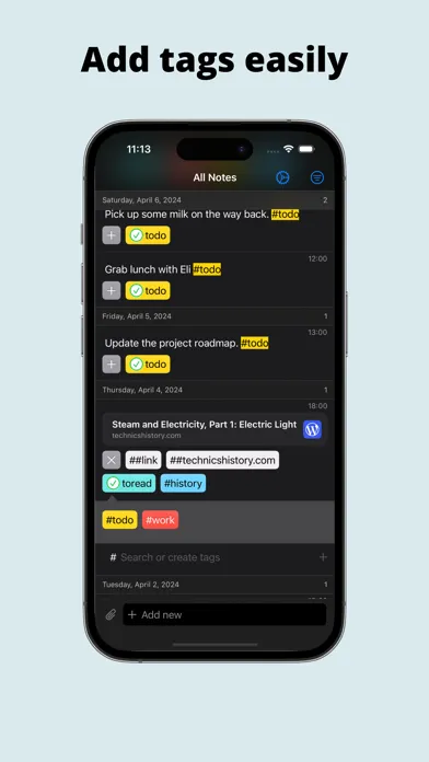 Ảnh chụp màn hình của HashTagNotes: message yourself