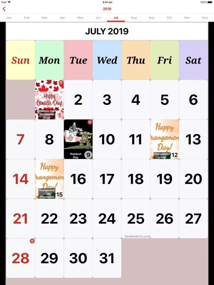 Capturas de pantalla de Canada Calendar 2020 iPad 