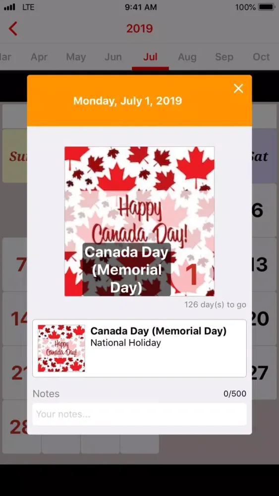 Capturas de pantalla de Canada Calendar 2020