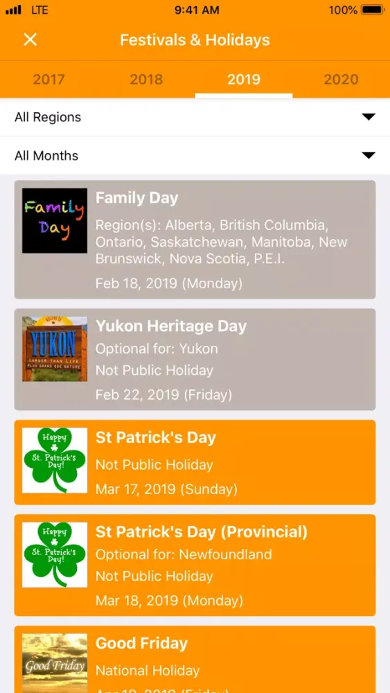 Capturas de pantalla de Canada Calendar 2020