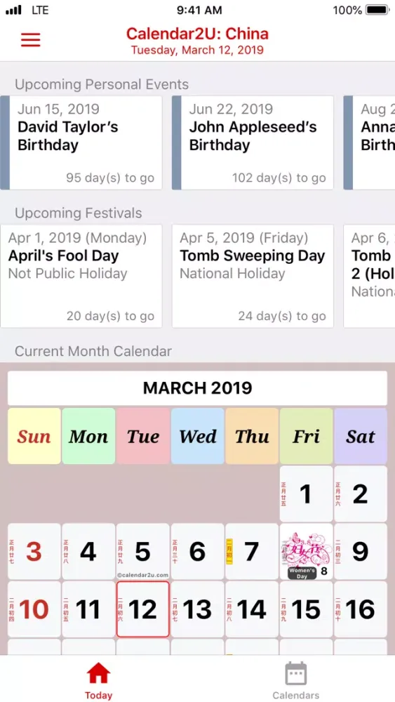 Capturas de tela do China Calendar 2020 - 2021