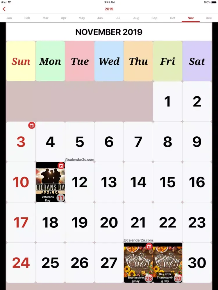 تصاویر Florida Calendar 2019-2020 iPad 